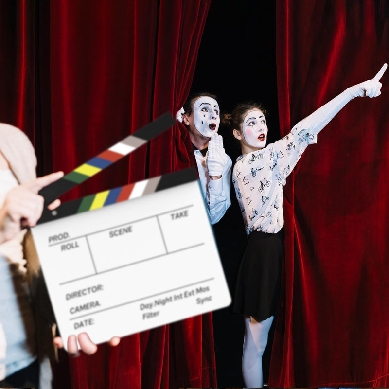 Acrylic Film Movie Clapper-Board,Hollywood Directors Photography Studio Video TV Clapper Board with Erasable Pen Movie Theater Props Decor,Acrylic Clap Board 10.5 X 11.7 inches