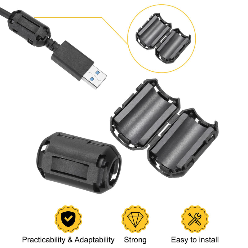 QUARKZMAN 30pcs 5 Sizes Clip-on Ferrite Ring Core, Ferrite Bead EMI RFI Noise Cable Clip for 3.5mm/5mm/7mm/9mm/13mm Diameter Cable, Black 30