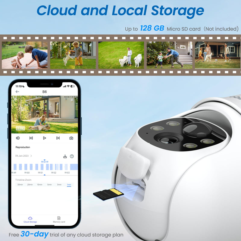 Cinnado Security Cameras Wireless Outdoor-2K Cameras for Home Security Outside Solar/Battery Powered 2.4G WiFi, 360° Color Night Vision,2 Way Audio, PIR Human Detection,Compatible with Alexa