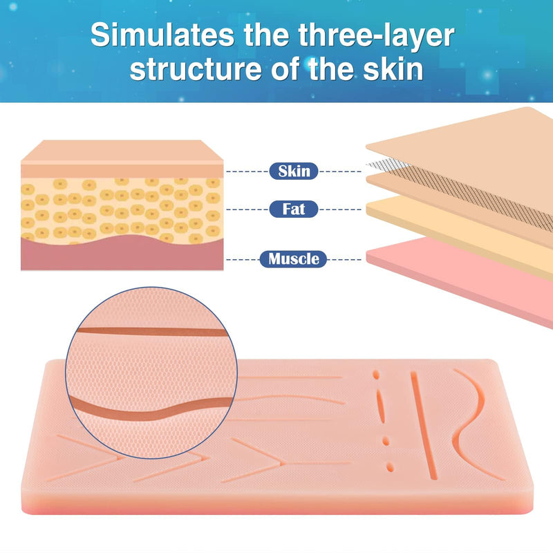 Ultrassist Durable Suture Practice Pad (2 Pads) for Medical and Veterinary Students, Suture Pad Includes14 Pre-Cut Wounds with Rip-Resistant Mesh, Tear-Resistant, Design for Training Only 2 Pads