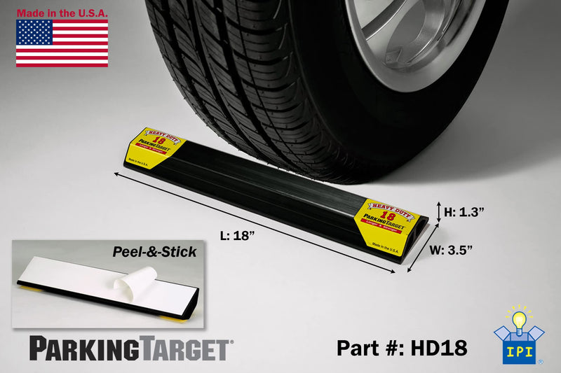 HD18 18” (1 Pack): Garage Parking Aid, Heavy Duty, Easy to Install, Peel & Stick, Only 1 Needed per Vehicle, Made in The U.S.A. and Mom & Dad Decals, Protect Car and Walls 1 Pack