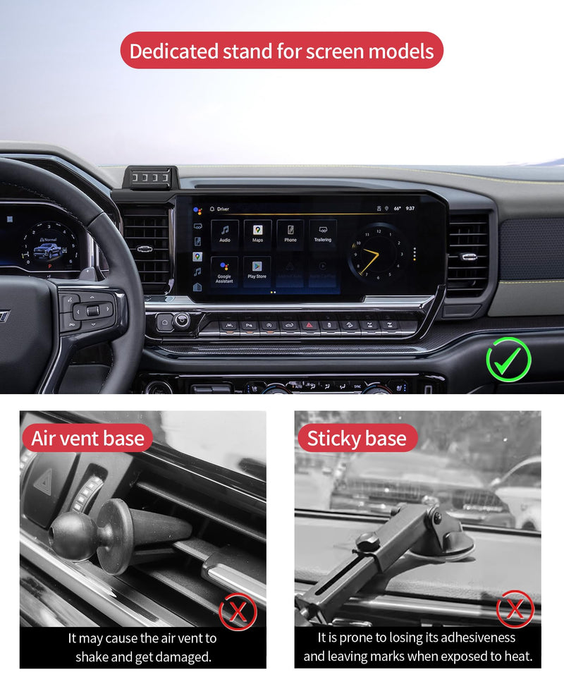 Wireless Charging car Phone Holder for Chevrolet Silverado HD 2022-2025 Accessories 13.4 inch Screen Fixed Clip,360° Rotation car Phone Mount Compatible with MagSafe