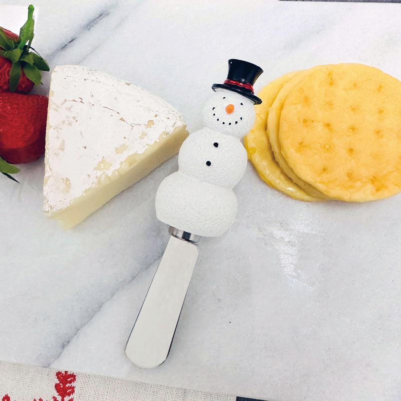 Supreme Housewares Black Hat Snowman Cheese Spreaders, Hand-Painted Resin Handles with Stainless Steel Blades for Spreading Cream Cheese, Butter, Jam, or sandwich, Set of 4