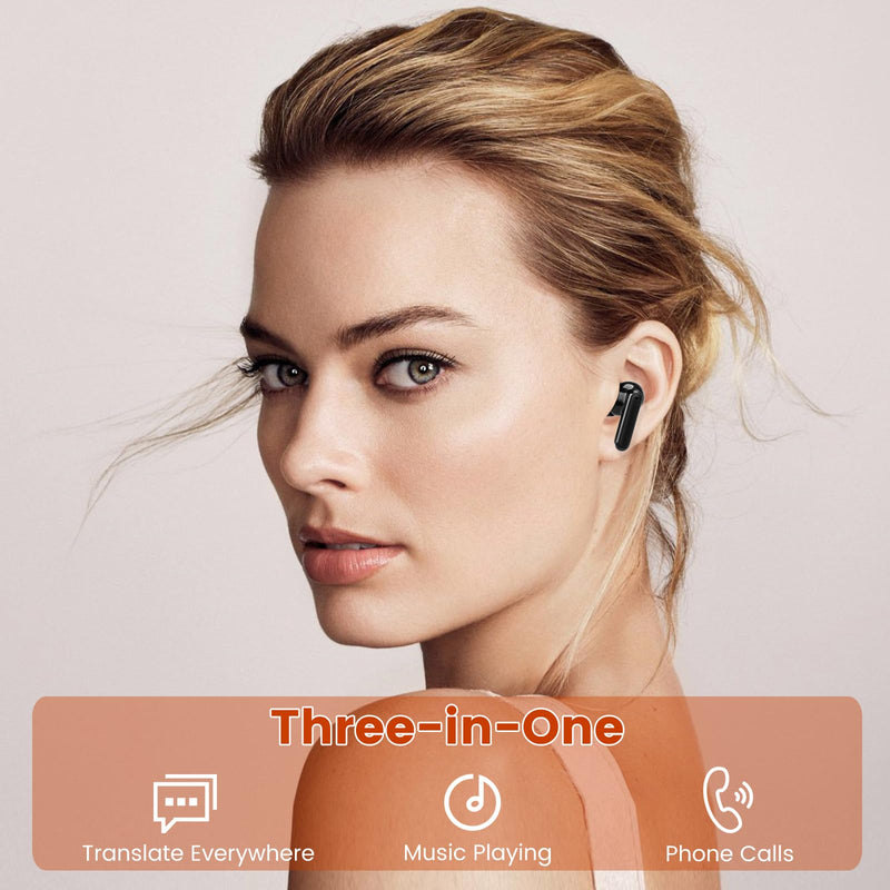 Fyzuf Translation Earbuds, Language Translator Earbuds Real Time, Two Way Language Translaton in 150 Languages, HD Clear Calls, Instant Translation Device with App Fit for Travel Business Learning Black