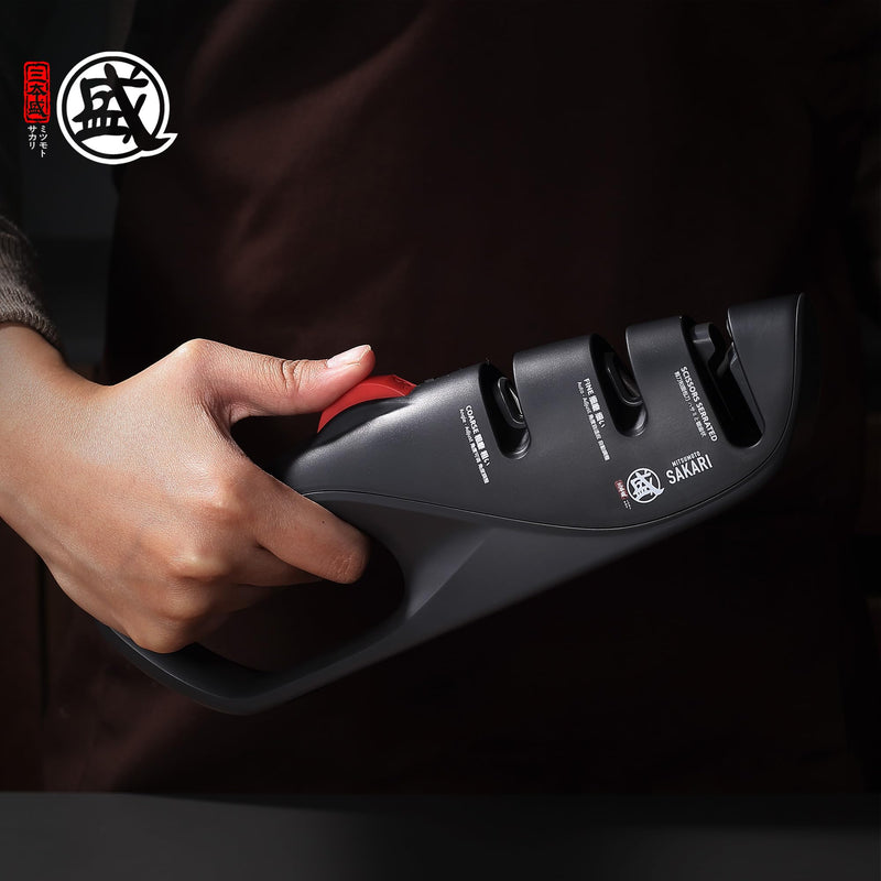 MITSUMOTO SAKARI Japanese Adjustable 5-Angle Knife Sharpener, 3-Stage Kitchen Knife Sharpeners For Kitchen Scissors And Knives, Professional Sharpening Tool With Angle-Lock Technology