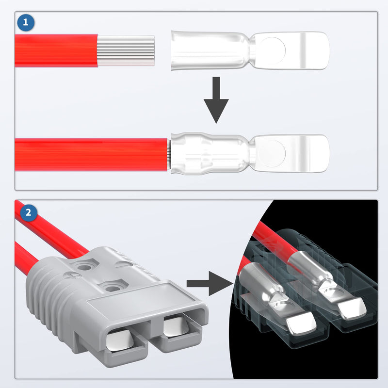 175Amp Battery Quick Connect/Disconnect Connector,12V Wire Harness Plug Connector Kit,2 to 4 Gauge Quick Disconnect Battery Terminal for Car Winch Trailer - 2 Pack Gray 175A