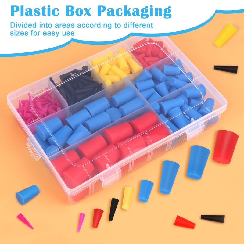 360PCS Silicone Rubber Tapered Plug, Coldairsoap High-Temperature Resistant Rubber Stoppers 8 Size 1/16" to 5/8" for Hole Plugs, Spraying, Coating, Painting Protection (360) 360