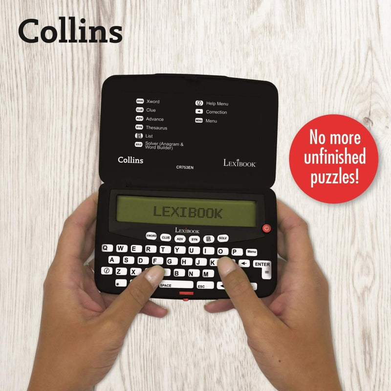 Lexibook - Collins Bradford, Electronic Crossword Solver, Bradford, Phonetic Spell-Correction, Words Games, Electronic, with Battery, Black/White, CR753EN