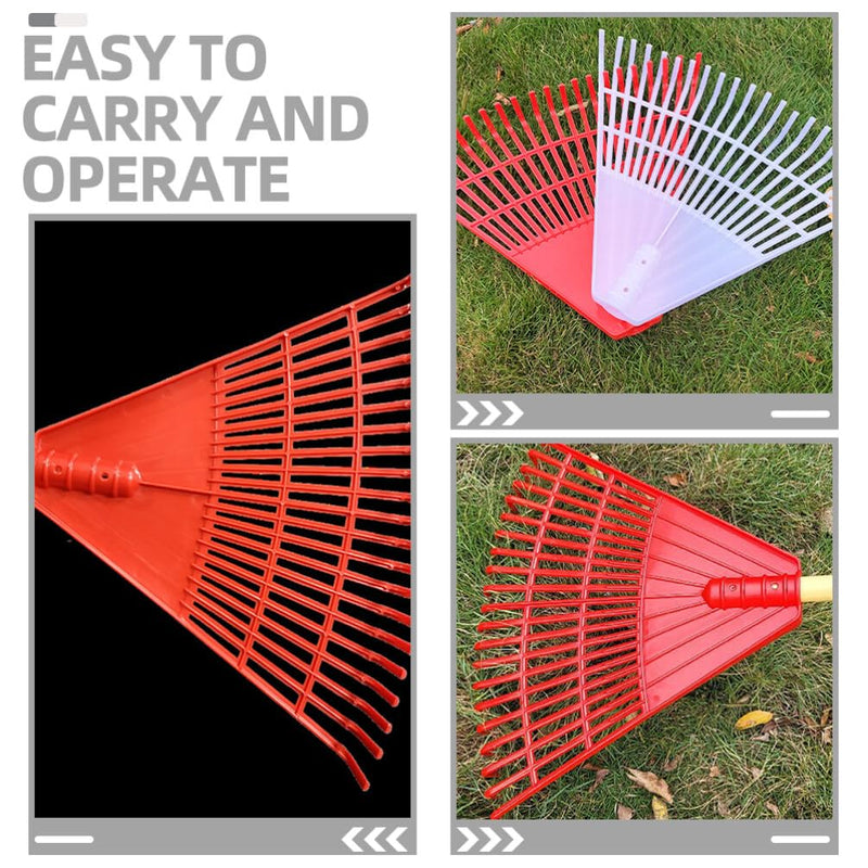 BESPORTBLE Plastic Rake Head 21 Tines Garden Leaf Rake Spring Shrub Grass Replacement Head for Garden Lawn Yard Patio Red