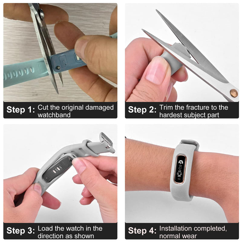 Strap TPU Wristband Compatible with Garmin vivosmart 4,Make Broken Original Band Work again Large Black