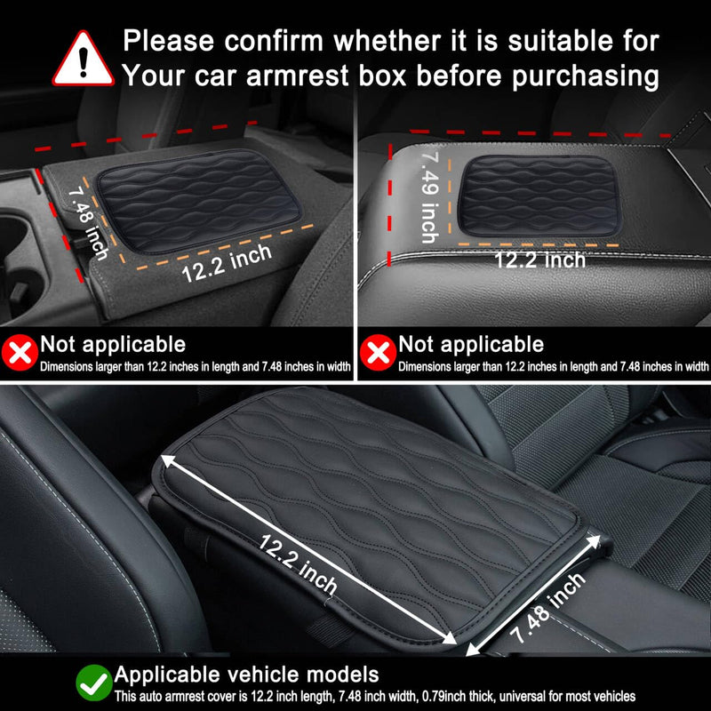 Amiss Auto Center Console Pad, Universal Waterproof Armrest Seat Box Cover, Car Interior Accessories, Leather Auto Armrest Cover Protector for Most Vehicle, SUV, Truck (Black) Black1