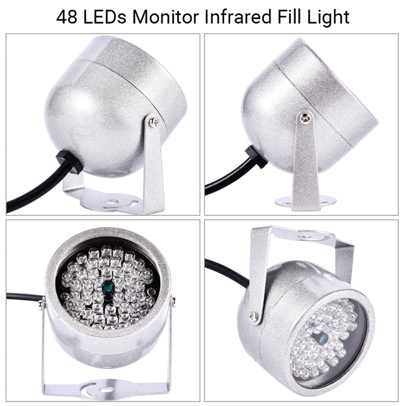 IR Illuminator, 48 LED IR Security Lights Infrared Spotlight, Waterproof Infrared Night Vision Light CCTV Infrared for Security CCTV Camera