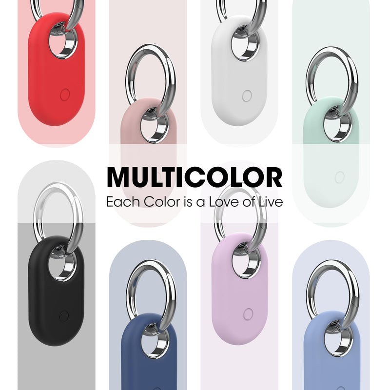 4 Pack Smarttag2 Holder Compatible with Samsung Galaxy SmartTag2, Soft Silicone Case All-Round Protection Against Scratch and Drop, with Keychain Suitable for Keys, Bags, Luggage, and Valuables Black/Blue/Mint Green/Sky Blue