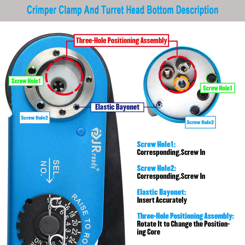 JRready TH343 Turret Head Match AS22520/1-01 series Crimping Tool NEW-ASF1 Crimper,Customized series positioner for DEUTSCH Contacts TH343 M22520/1-18
