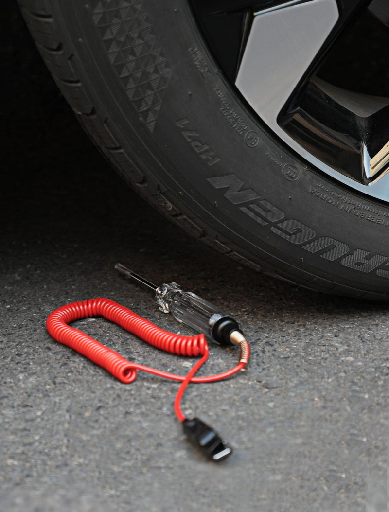 Heavy Duty Automotive Circuit Tester, Premium 6-24V Test Light with Extended Spring Test Leads & Sharp Piercing Probe, Circuit Voltage Tester with Replacement Indicator Light for Car/Vehicles 1-Pack
