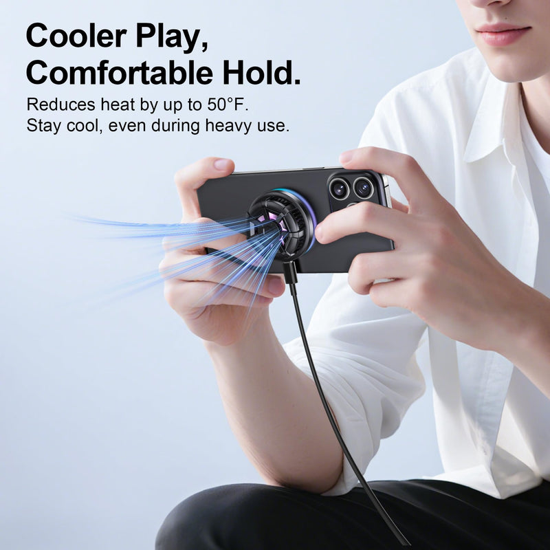 Wireless Cooling Charger for MagSafe, Preocean 15W Fast Wireless Charging Pad with Built-in Fan, Phone Cooler for Gaming, Magnetic Compatible with iPhone 17/16/15/14/13/12 Series.