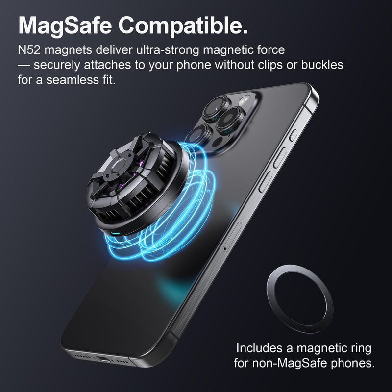 Wireless Cooling Charger for MagSafe, Preocean 15W Fast Wireless Charging Pad with Built-in Fan, Phone Cooler for Gaming, Magnetic Compatible with iPhone 17/16/15/14/13/12 Series.