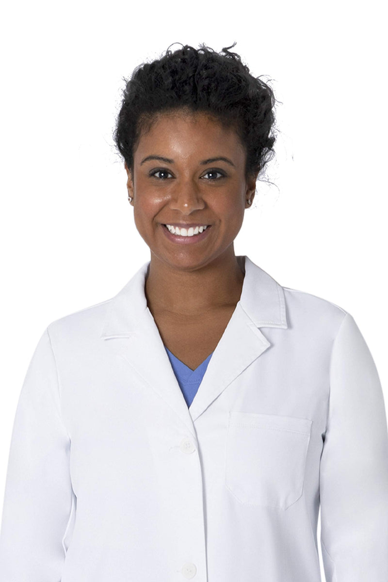 Healing Hands Lab Coat For Woman Faye Coat with 5 Pockets, Moisture Wicking and 2-Way Stretch 5161 Standard Size 37.5" Small White