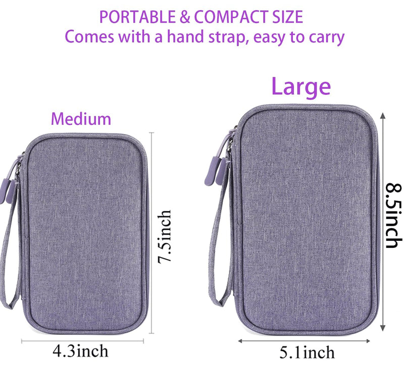 Travel Electronic Organizer Pouch Bag, Waterproof Portable Electronic Accessories Storage Multifunctional Case for USB, Cable, Cord, Charger, Phone, Power Bank, Earphone (Purple, Large) Purple