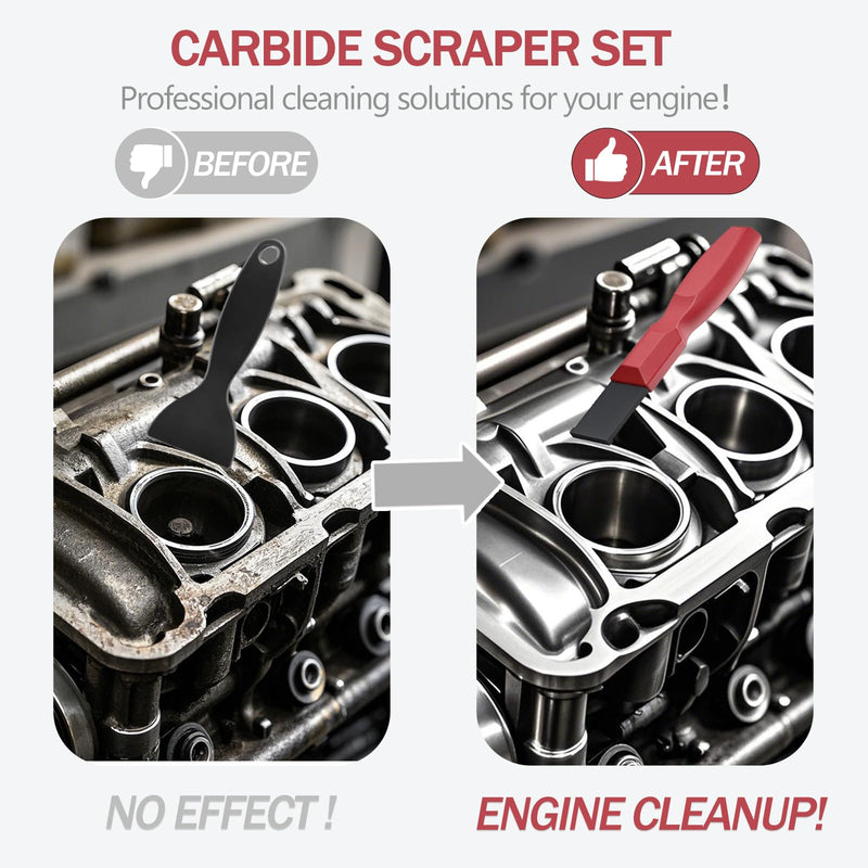 2PC Carbide Scraper, 1-1/4-Inch and 5/8-Inch Super Carbide Gasket Scraper with Storage Case for Metal and Automotive Cleaning (Red)