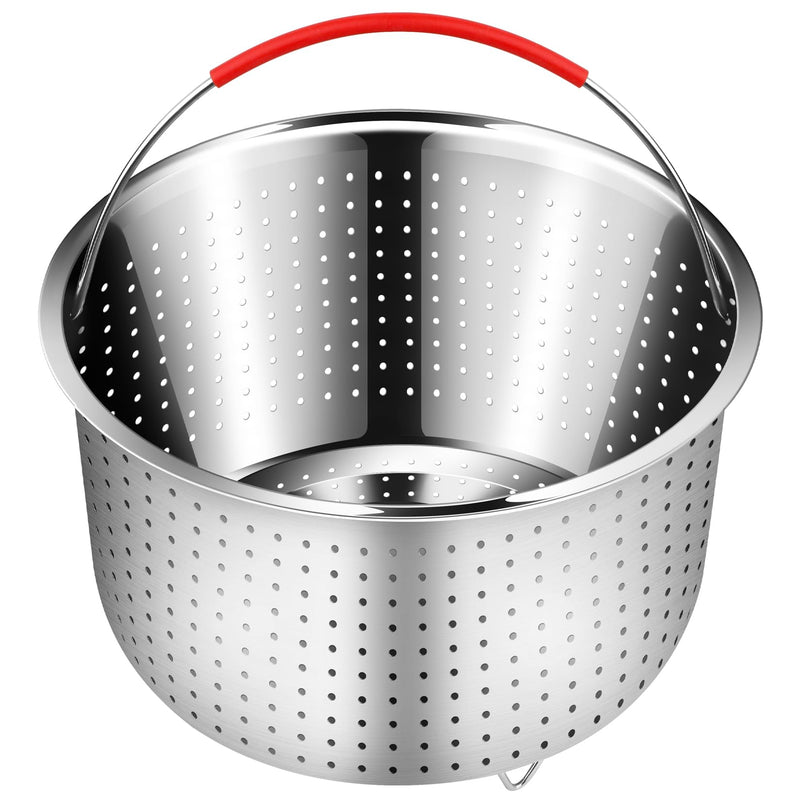 REDANT Mesh Strainer and Vegetable Steamer Basket for Pot, Instant Pot Accessories 8Qt, Stainless Steel Veggie Steamer for Cooking Broccoli, Eggs, Pasta, Quinoa - With 2 Silicone Gloves, 8 Quart 8 Qt - Steamer Basket