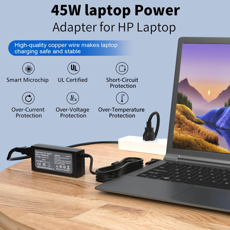 45W 19.5V 2.31A for HP Laptop Charger Blue Tip,HP Pavilion x360 Charger 11 13 15, Envy X360 13 15,Zbook 14u G4 G5 15u 15 G3,Stream 11 13 14,HP Model 15 Laptop Charger AC Adapter with Power Cord
