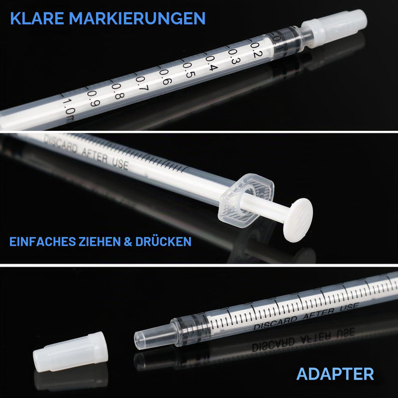 Pack of 60 1 ml Colostrum Syringe with Caps Without Needle Plastic Syringe 1ml