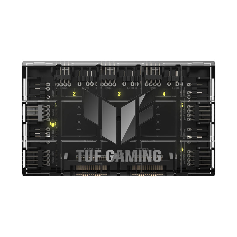 ASUS TUF Gaming ARGB PWM Fan Hub (Connects six case Fans, PWM Fan and RGB Connector, Clear Power and Operation Indicators, Stable Dual SATA Power Support), 2 Year Warranty PWM ARGB Fan Hub|Black