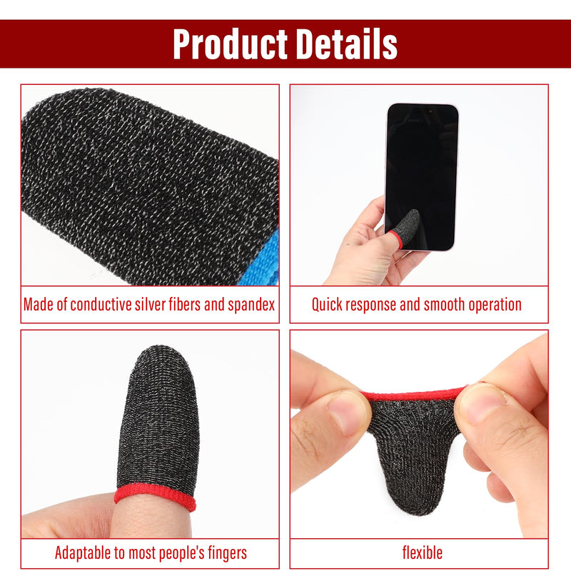40 Pcs Finger Sleeves, Gaming Finger Sleeve for Gaming Thumb Sleeves Gaming Finger Protector Thumb Sleeve Anti Sweat Breathable Touchscreen Finger Cover for Phone Game (4 Colors)