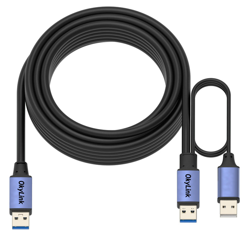 32ft(10M) Active USB 3.0/3.2 Gen 1 Data Cable A Male to A Male with Optional Power Cable & Repeater 5Gbps for Long Distance Data Transfer 32ft (10M) Black cable + Gray shell