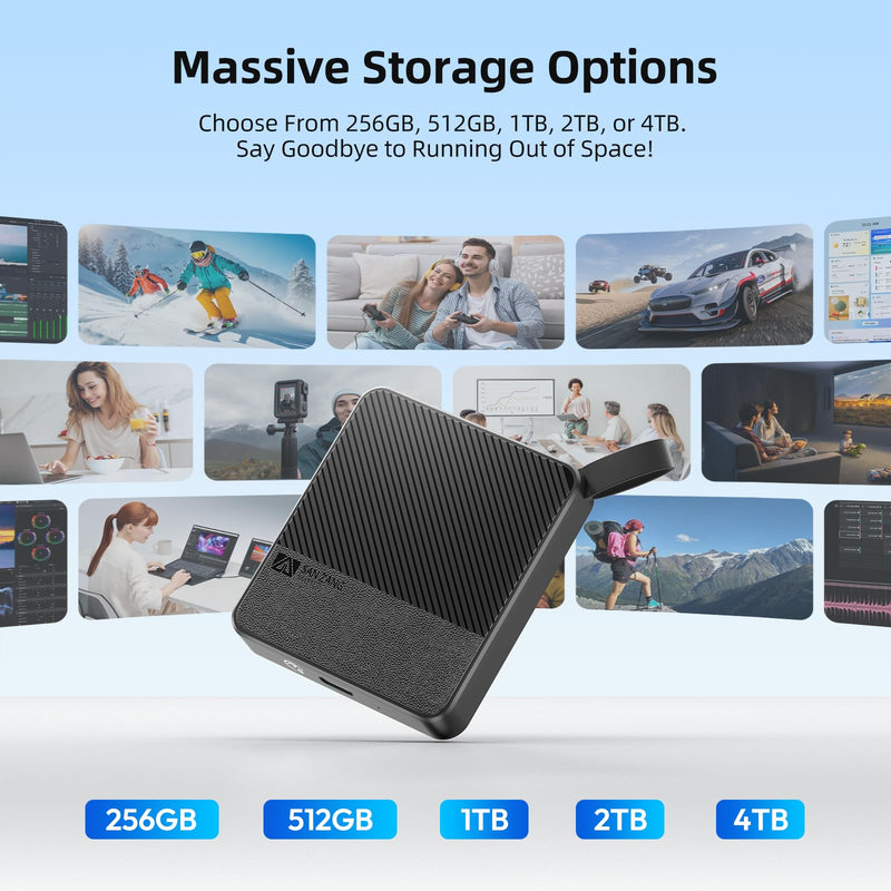 SAN ZANG MASTER Portable SSD 1 TB, External Solid State Drive, Up to 560MB/s, Durable Storage for Photos, Games, Files