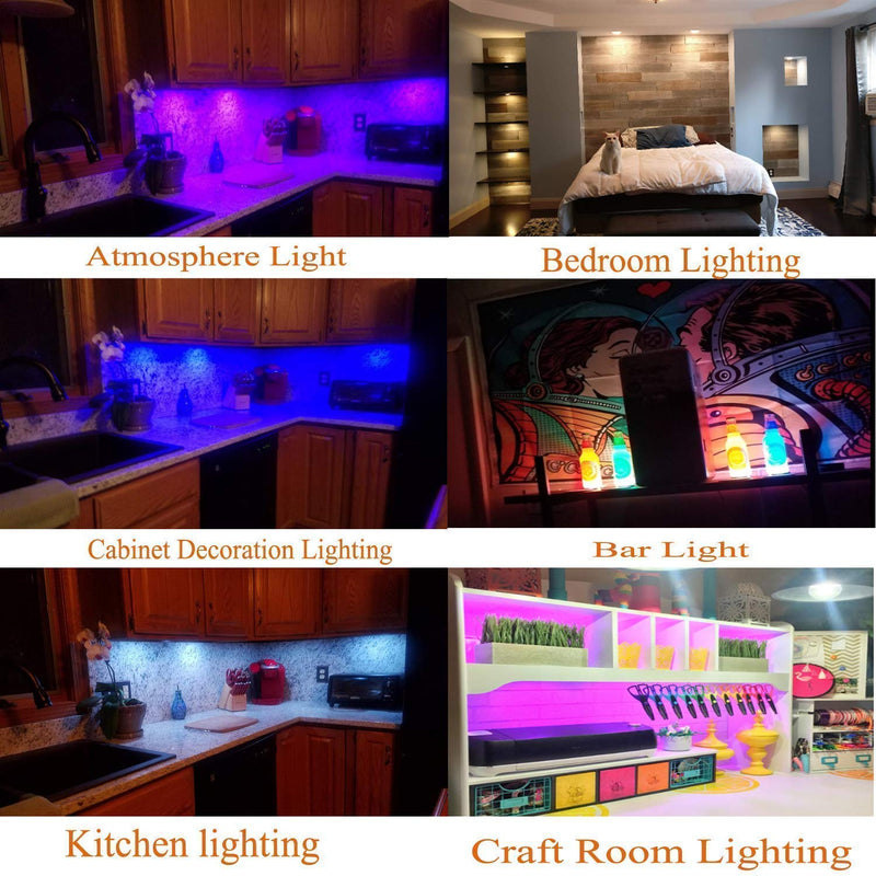 RGB LED Cabinet Lighting Set of 6, AIBOO 12V LED Under-Unit Light Color Changing with Remote Control, Dimmable RGB Display Cabinet Lighting LED for Illuminating Kitchen Cabinets Pack of 6 (Pack of 1)