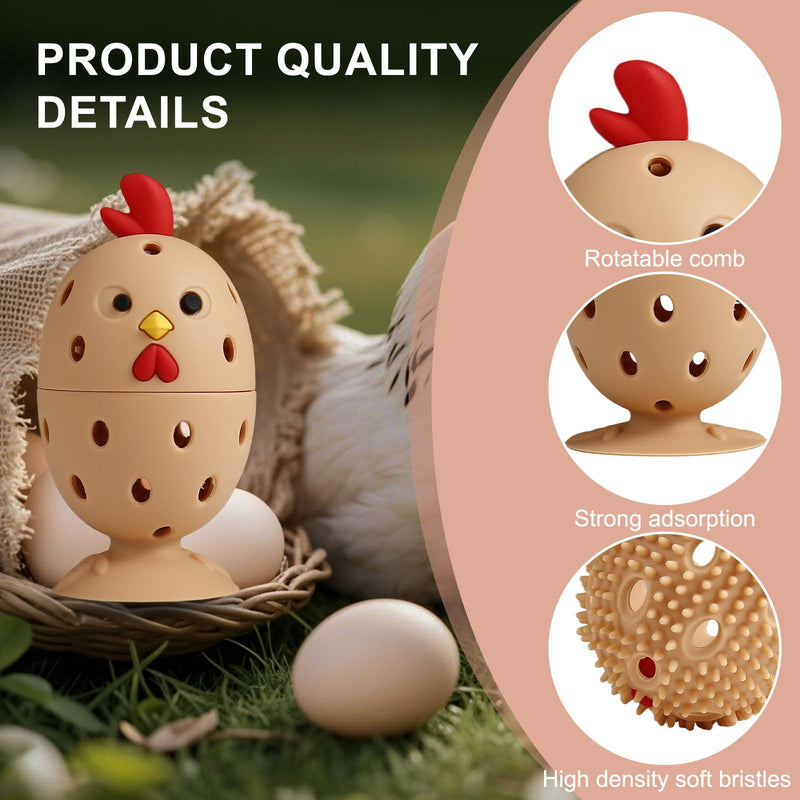 4PCS Silicone Egg Cleaner Brush Set, Egg Wash Brush Scrubber for Fresh Eggs Fruits Vegetables, Reusable Non-Scratch Multifunctional Rotating Egg Washer Tool (Brown) Brown