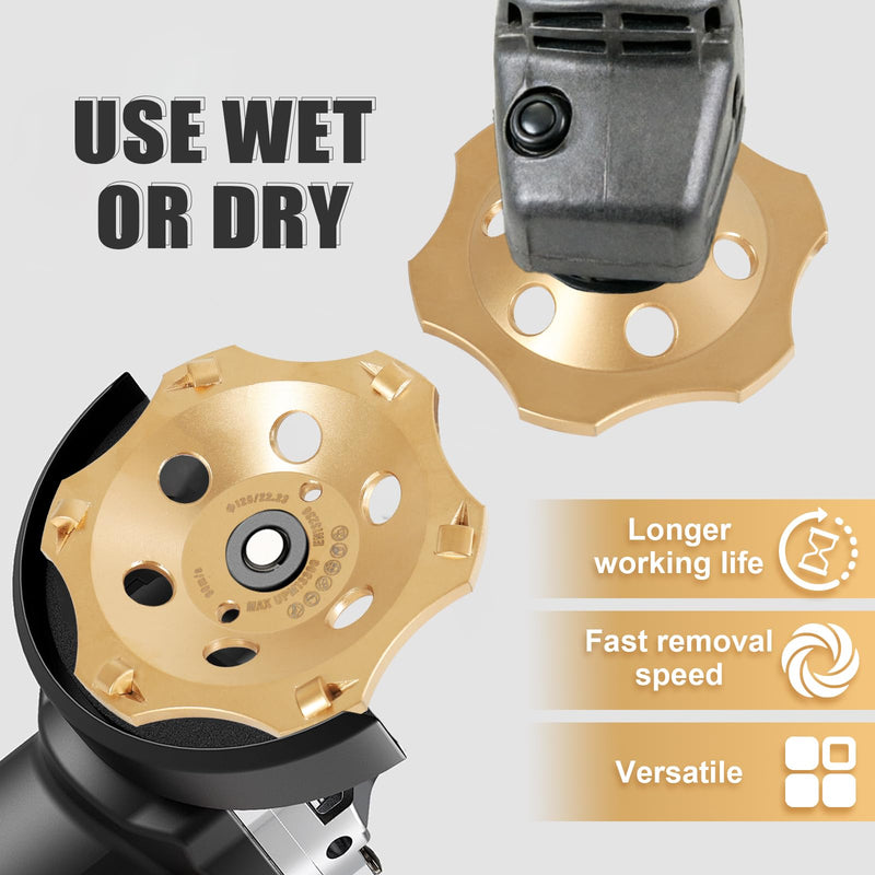 Diamond Cup Wheel 125 mm with 6 Segments for Angle Grinders, Grinding Disc, Cup Grinder for Tile Adhesive, Coatings on Granite, Stone, Concrete