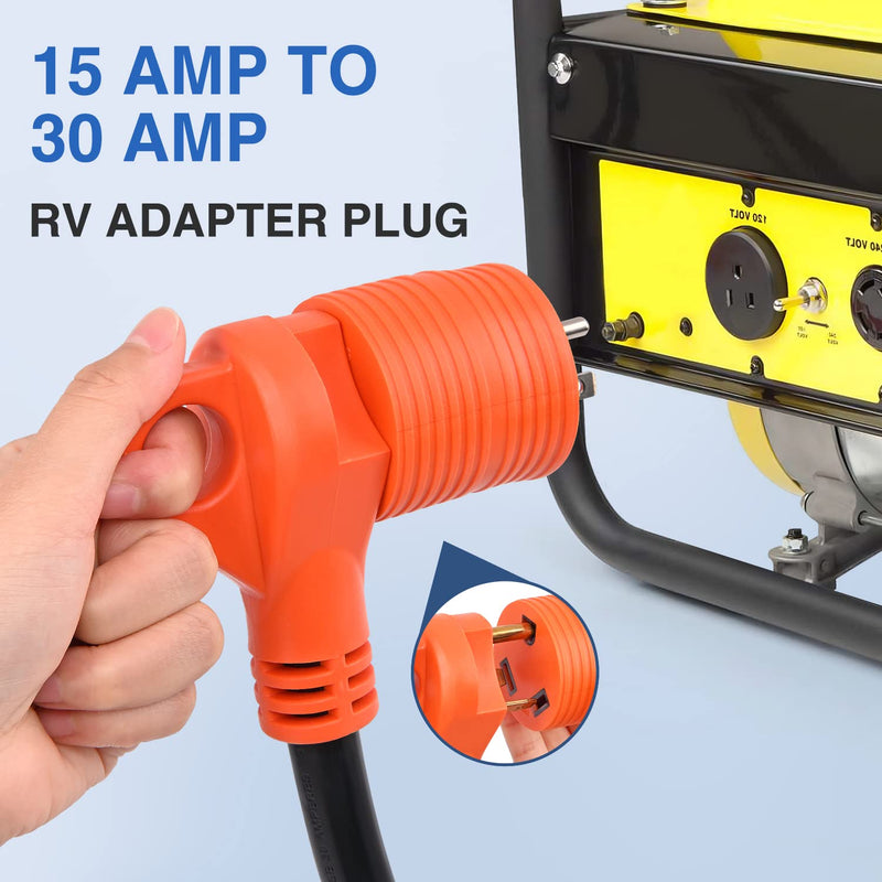 Nilight 15 Amp to 30 Amp RV Power Adapter 110 Volt Heavy Duty RV Plug 5-15P to TT-30R 15A Male Plug to 30A Female Receptacle for RV Generator Camper Caravan Electrical Power Converter 15Amp Male to 30Amp Female