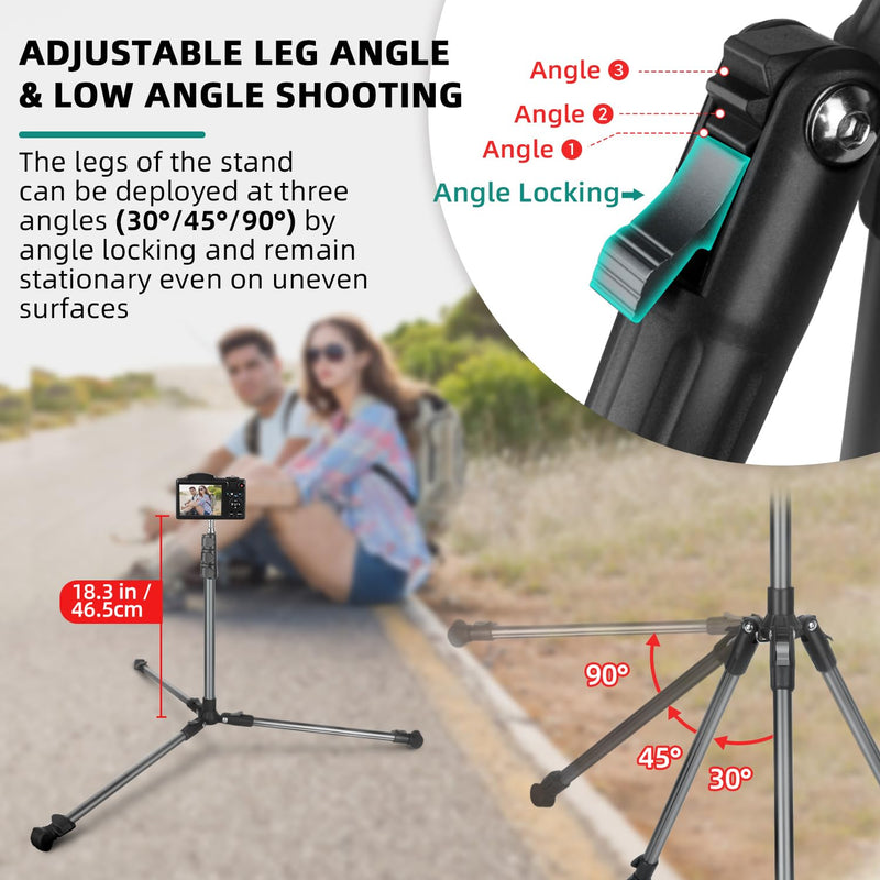Extendable Photography Light Stand, Adjustable 6.6ft/2m Aluminum Light Tripod Stand for Travel, Reversible Portable Studio Lighting Tripod for Ring Light Camera Flash Light Strobe Light Webcam Softbox