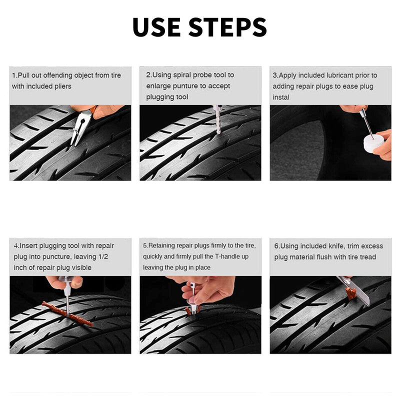 22pcs Tire Repair Kit, Heavy Duty Tire Plug Kit, Heavy Duty Tire Repair Tools & Tire Repair Set for Car, Truck, ATV, RV, SUV,Lawn Mower,Motorcycle,Tractor, Trailer
