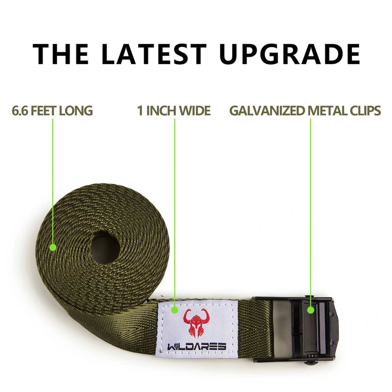 1" x 6.6' Trail Cam Strap,Trail Camera Strap,1800 lbs,Heavy-Duty Game Camera Strap,Tree Belts,Durable Nylon Fiber,Long-Lasting Alloy Buckle,Pack of 2 Army Green 2Pcs