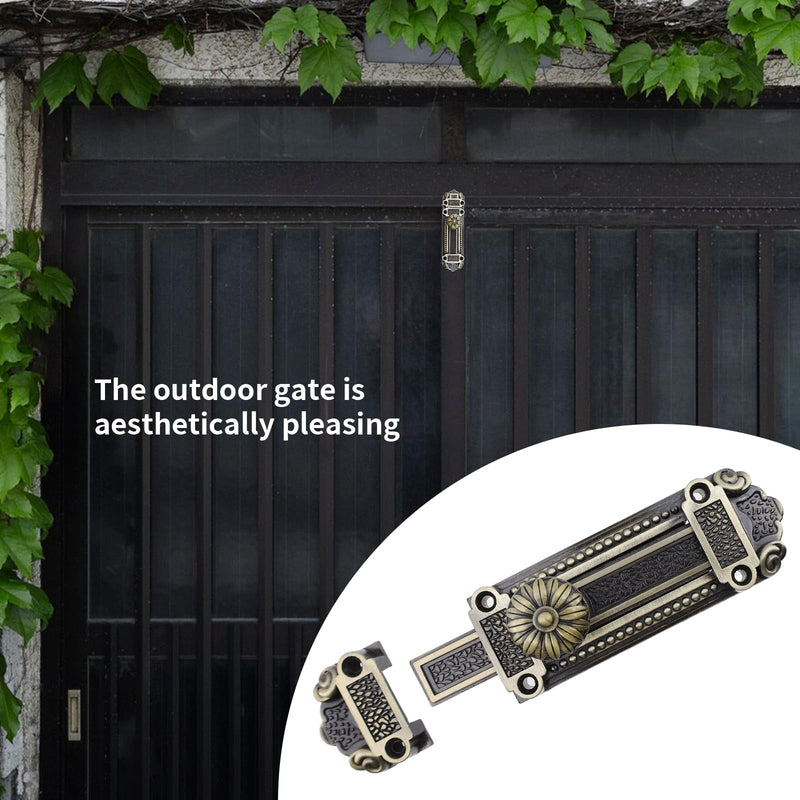 Geesatis 2Pcs Bronze Slide Door Bolt Gate Security Lock Latch Antique Sliding Door Window Latch, with Mounting Screws, Length 5 inch A-2 Pcs-Bronze