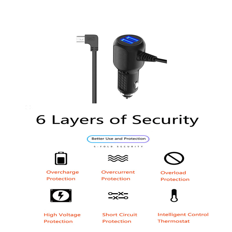 Car Charger Charging Cable Vehicle Power Cable Compatible for CARRVAS,Xgody J727,AROVA,AZDOME M550,Pruveeo D90-4CH,Magellan Roadmate,Garmin Dezl GPS Navigation Power Cord Supply