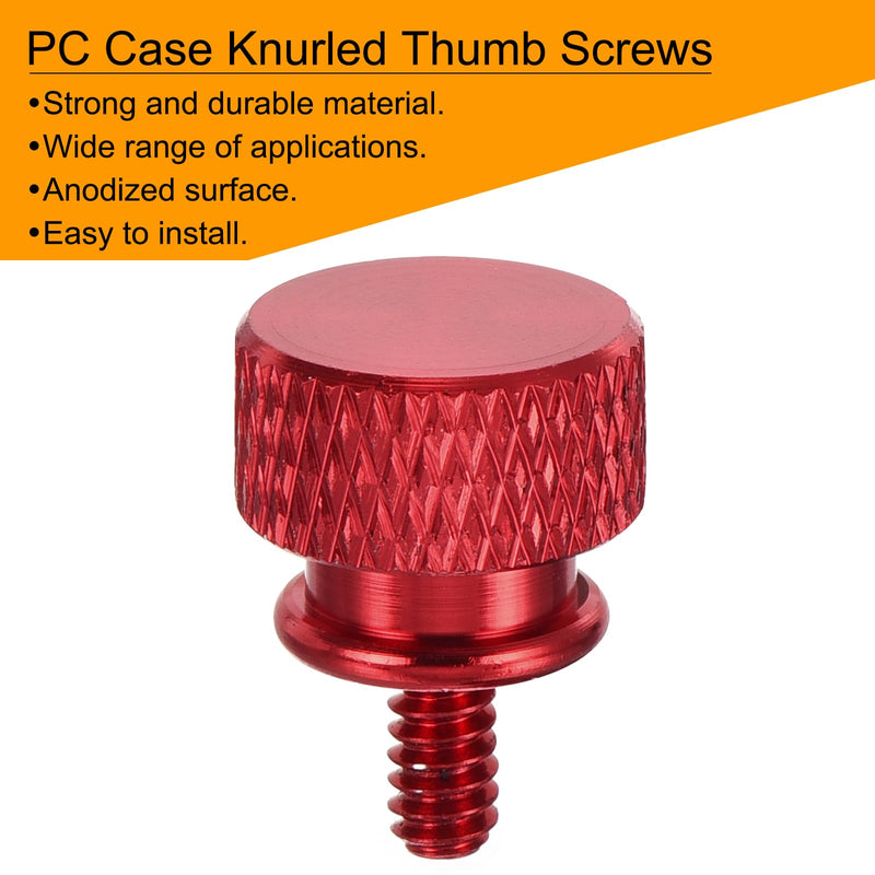 MECCANIXITY 12pcs UNC6-32x6.5mm Knurled Thumb Screw Computer Case Threaded Hand Tighten Screws Aluminum Alloy for PC Case, Wine Red