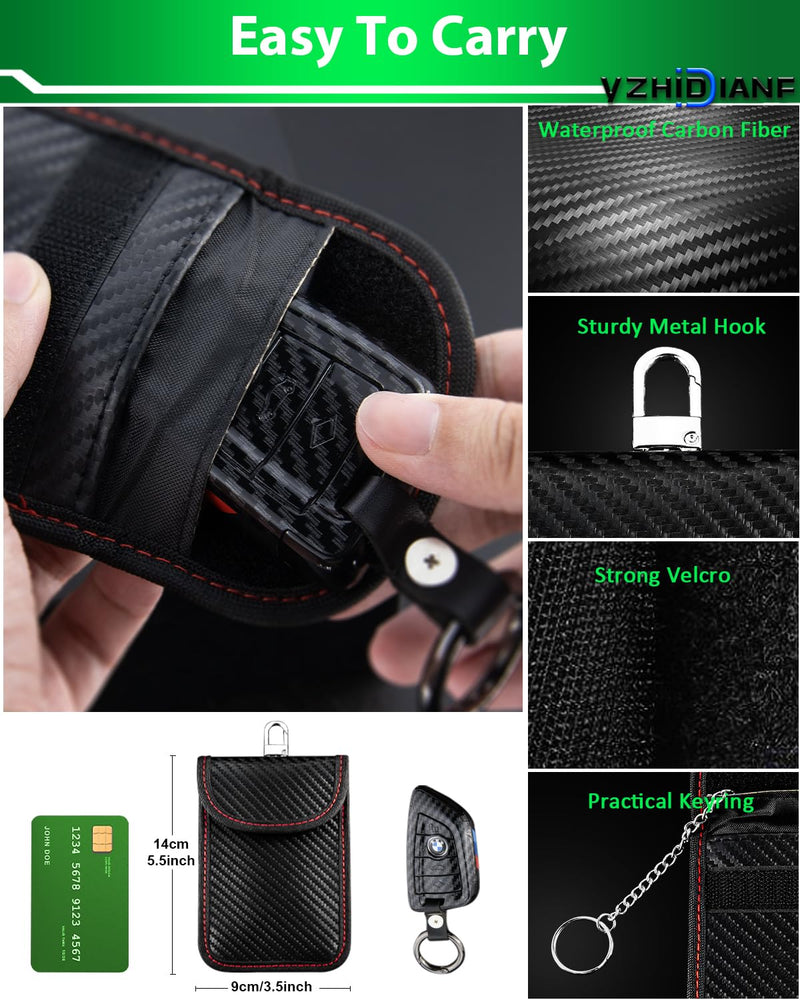 Faraday Key Fob Protector (3 Pack), Key Fob Signal Blocker Pouch, Faraday Bags Signal Blocking Security Pouch Anti-Theft Anti-Hacking Car Keys Fob Case Prevent Keyless Car Theft