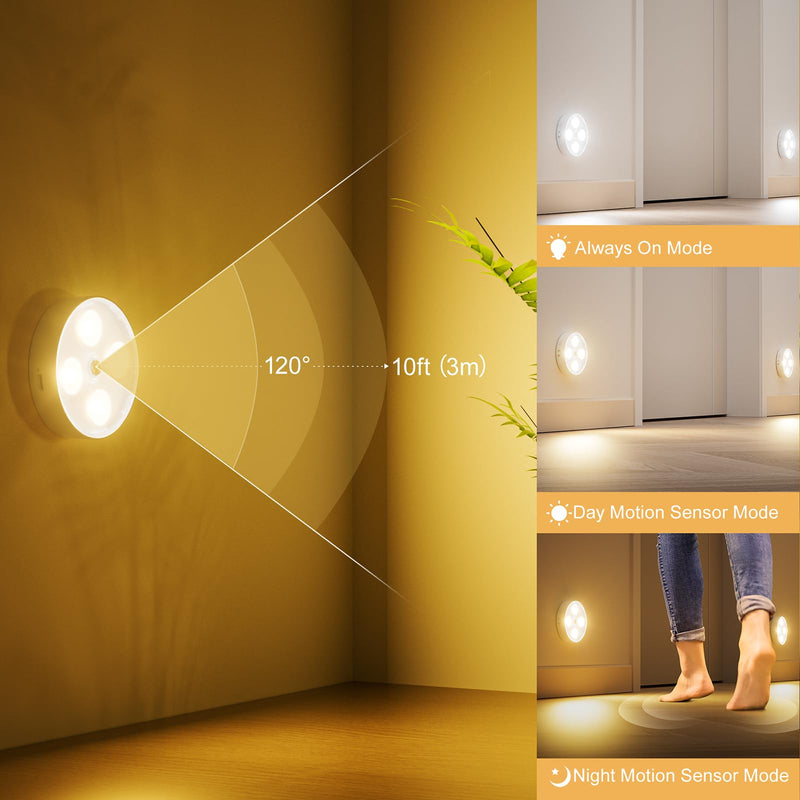 Puck Lights with Remote, Rechargeable 1500mAh Motion Sensor Night Lights, 13 RGB Colors, Dimmable LED Under Cabinet Lighting, Magnetic Stick-On Lights for Closet, Kitchen, Stairs, Counter, 6 Pack RGB Multicolor