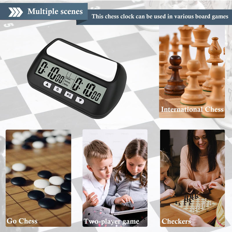 Digital Chess Clock Timer,QINFIEY Chess Timer for Board Games,Professional with Bonus Delay Count Down Up Function,Batteries Included