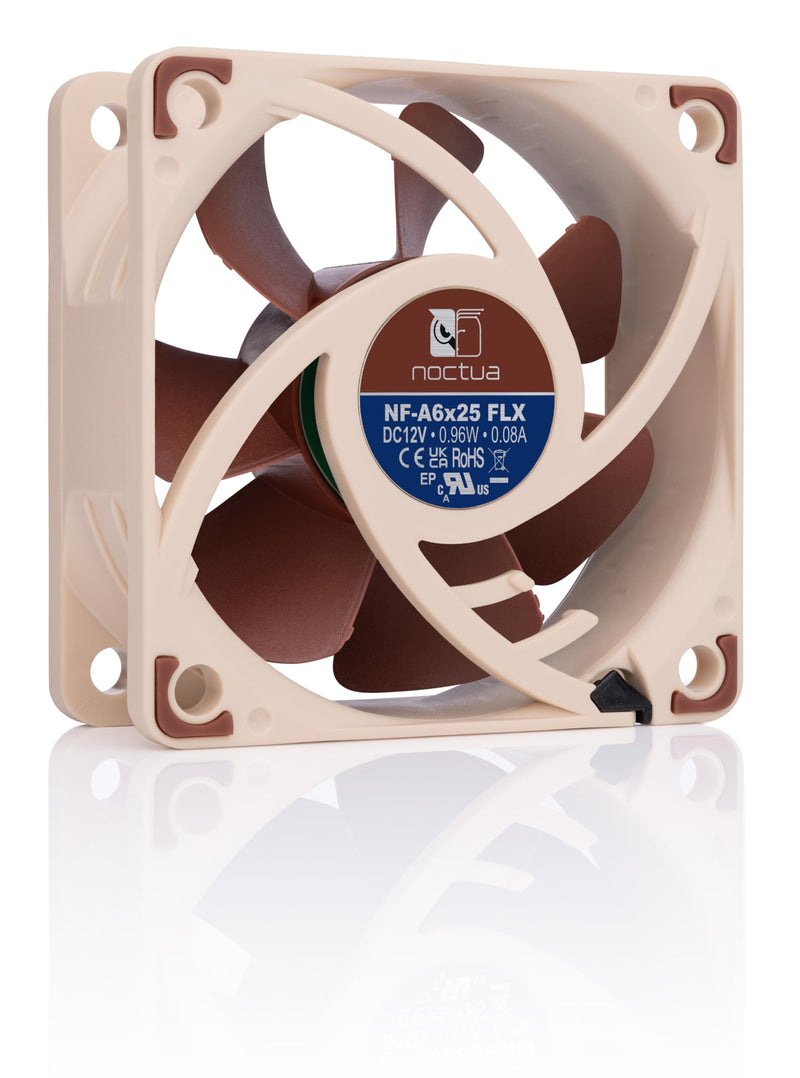 Noctua NF-A6x25 FLX, Premium Quiet Fan, 3-Pin (60mm, Brown) (Pack of 2) 60x60x25mm (Pack of 2)