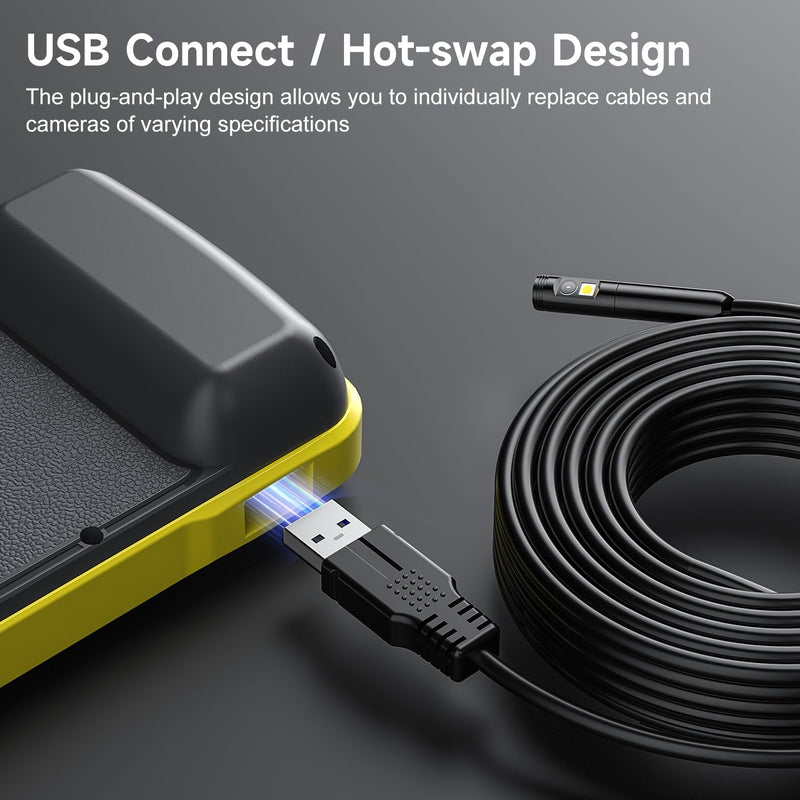 Dual Lens Borescope with 5" IPS Screen, Endoscope Camera with Lights 16.5FT Semi-Rigid Cable, 1080P Inspection Camera, Supports Memory Cards with Photo and Video Capabilities
