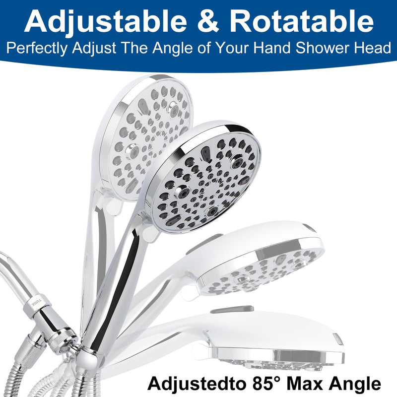 Shower Head with Handheld - All Metal Holder and Long Hose, High Pressure Built-in Power Wash to Clean Tub, Tile & Pets, Multi Mode Adjustment Showerhead Sprayer, Chrome 2.5 GPM Premium Chrome 2.5 Gallons Per Minute