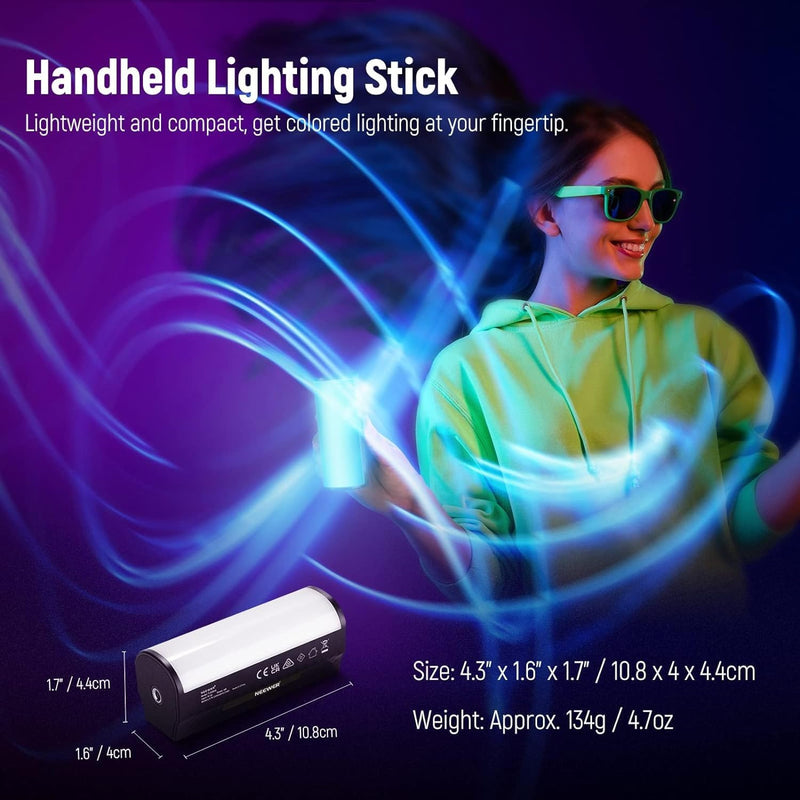 NEEWER 3 Pack Magnetic Handheld Light Wand, 360° Full RGB Mini LED Video Light Stick with 2500mAh Rechargeable Battery,2500-8500K Dimmable Camera Tube Light for Photography TikTok YouTube Vlog,TL96RGB TL96RGB(3-Pack)