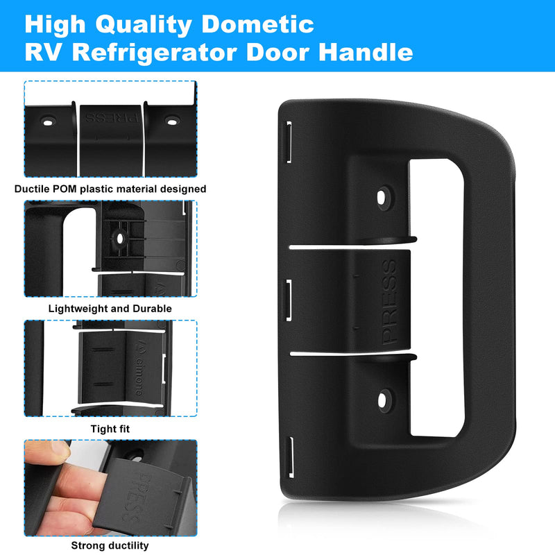 Kscjdg RV Refrigerator Door Handle Replacement Dometic Fridge Handle 3851174023 DM2652 DM2852 DM2862 DM2662 for RV/Camper/Trailer Fridge Door Latch - 2 Pack (Black)