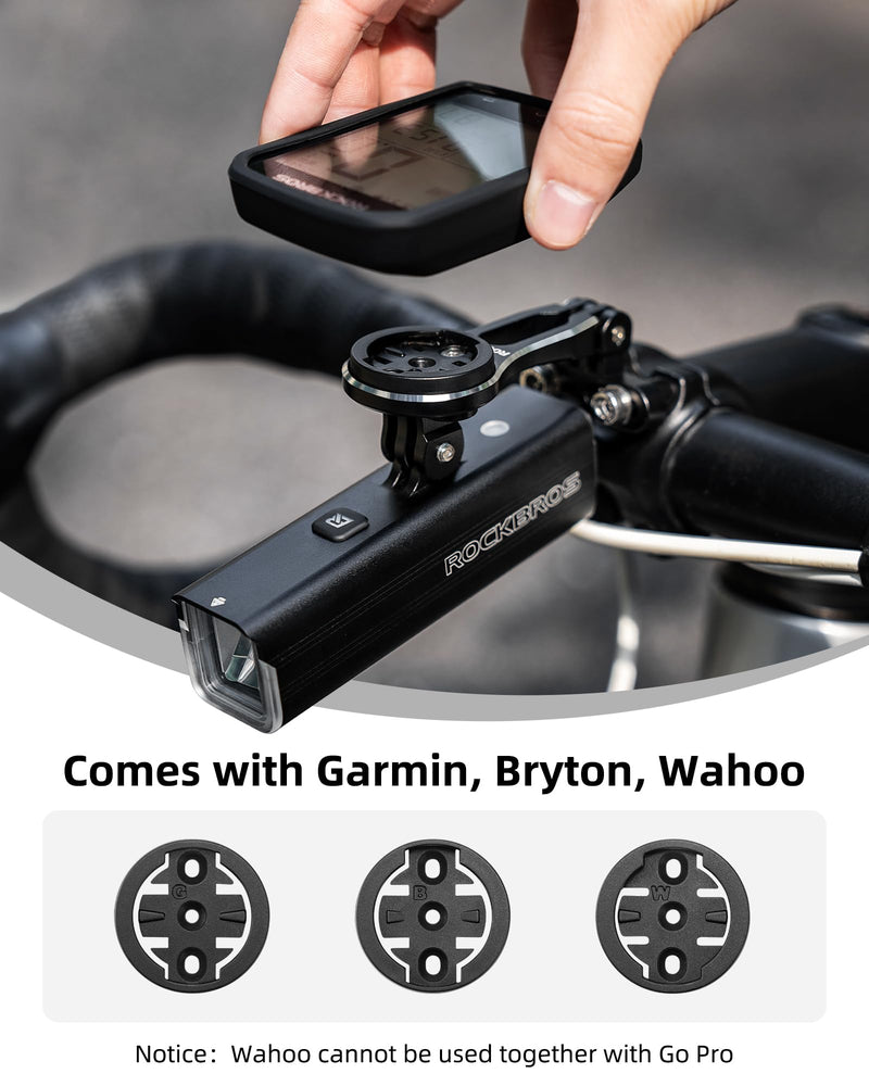 ROCKBROS Bike Computer Mount Adjustable Out-Front Bicycle Computer Mount Aluminum Integrated Cycling Computer Mount Compatible with Garmin, Bryton, Go Pro Adjustable mount